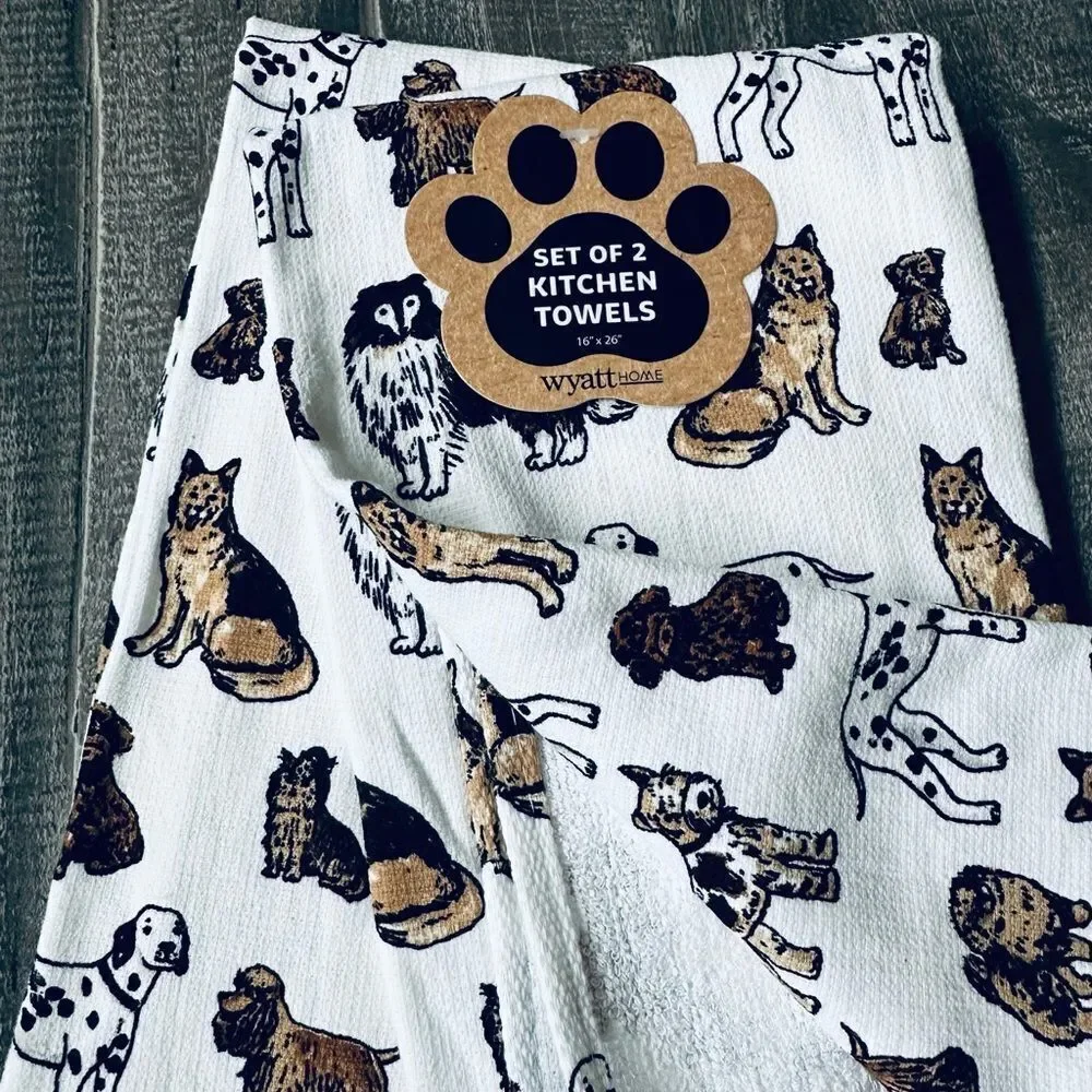 Dog Breeds Graphic Kitchen Dish Towels Set